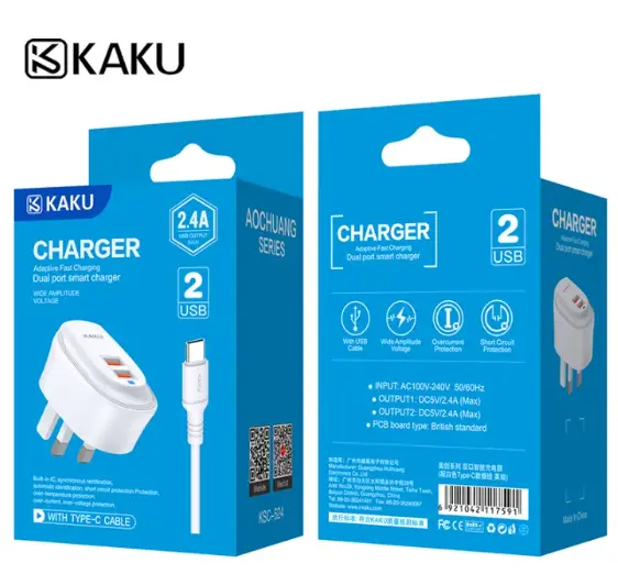 Kakusiga Charger 2 Usb Port Type C